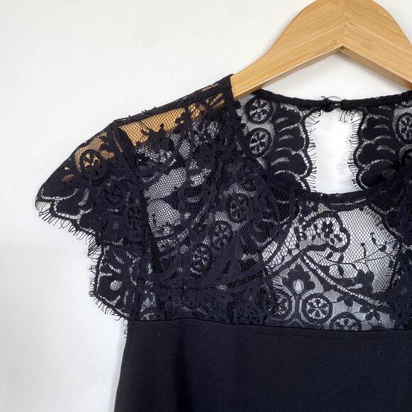 BB Dakota Cindy Lace Fit n' Flare Dress Black Small - Picture 4 of 9